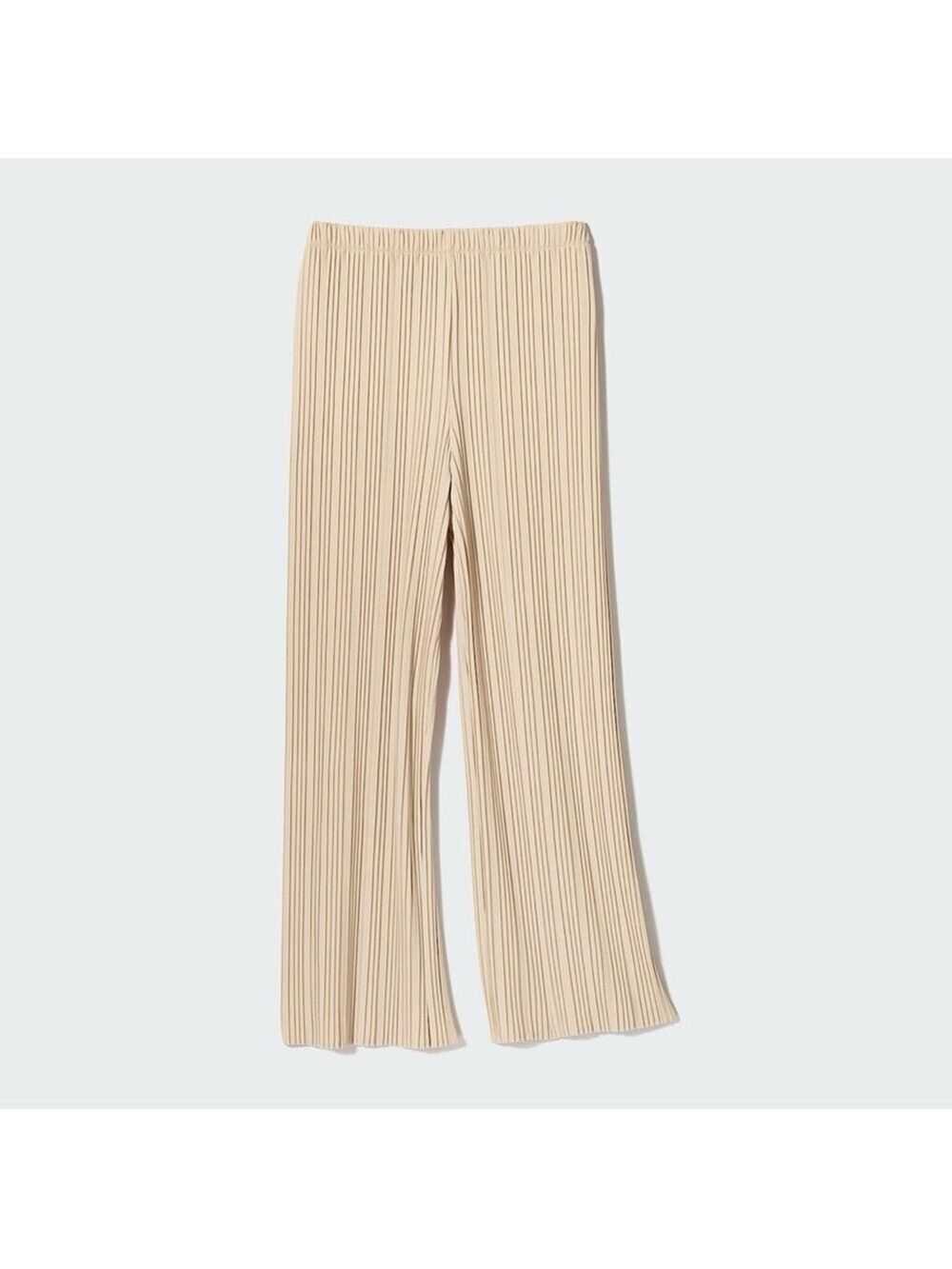 Uniqlo Pleated Straight Pants Beige Size Medium